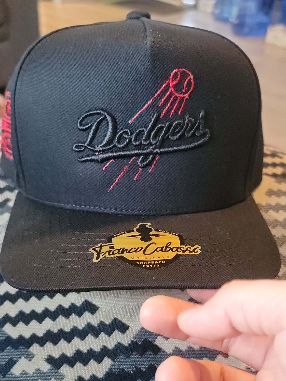 Dodgers Black Snapback Hat with Red Accent